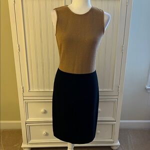 St. John Collection Two-Tone Cream and Black Dress